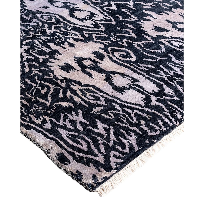 Ikat One-of-a-Kind Hand-Knotted Area Rug, Black - 8' 1" x 10' 4"