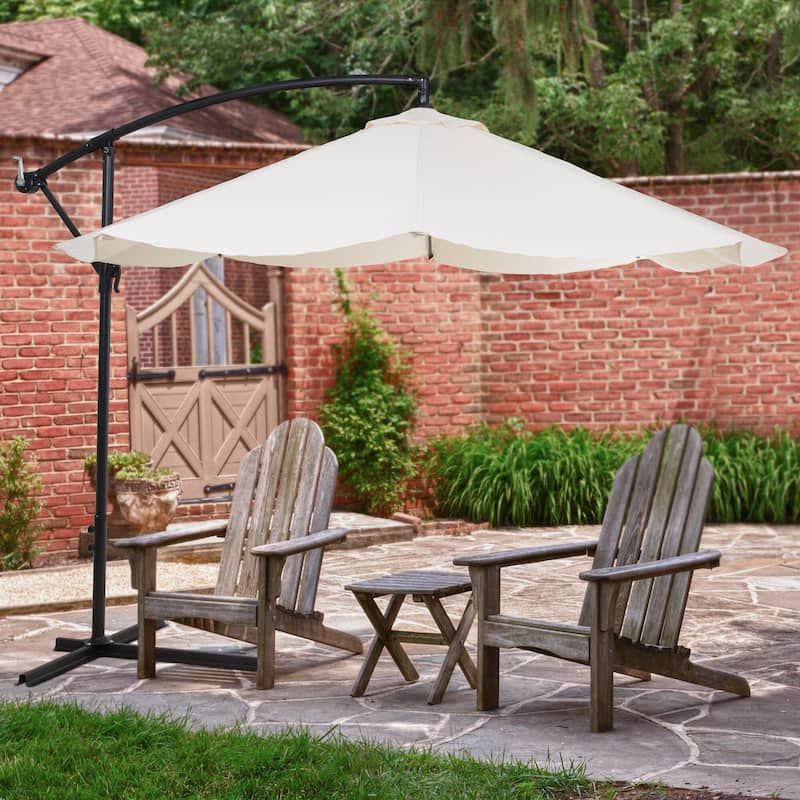 Pure Garden Offset 10-foot Cantilever Hanging Patio Umbrella - Cream
