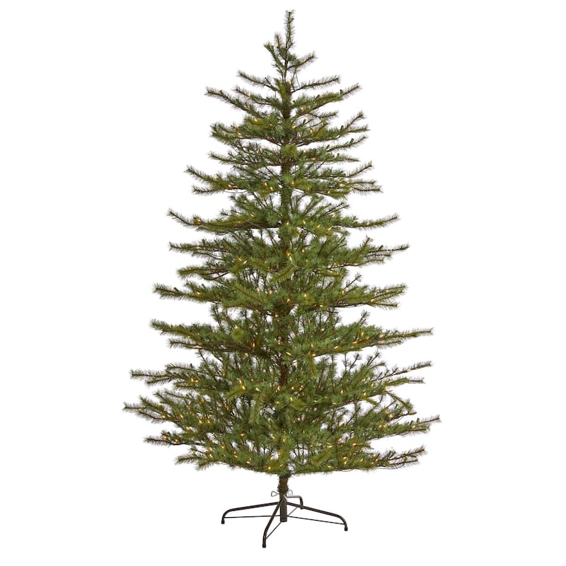 7ft. Mountain Pine Artificial Christmas Tree with 450 Clear Lights and 1762 Bendable Branches- Classic Full-Bodied X-Mas Display