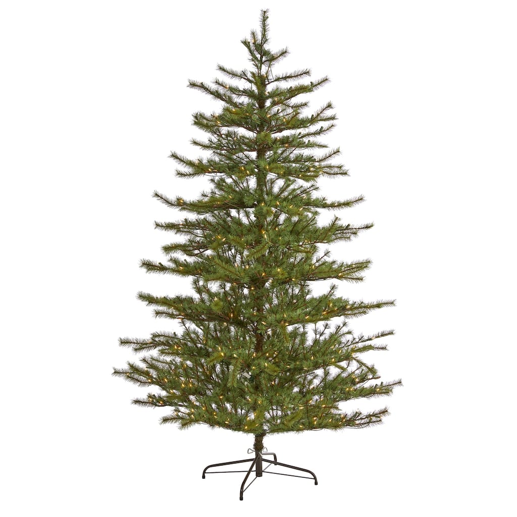 7ft. Mountain Pine Artificial Christmas Tree with 450 Clear Lights and 1762 Bendable Branches- Classic Full-Bodied X-Mas Display