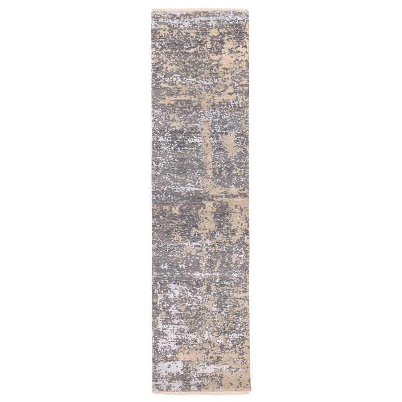 ECARPETGALLERY Hand-knotted Legacy Charcoal Silk, Wool Rug - 2'6 x 10'3