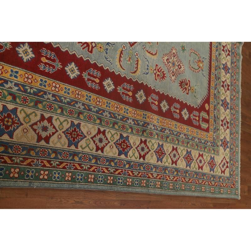 Light Blue Kazak Oriental Rug Hand-Knotted Living Room Wool Carpet - 9'9"x 12'8"
