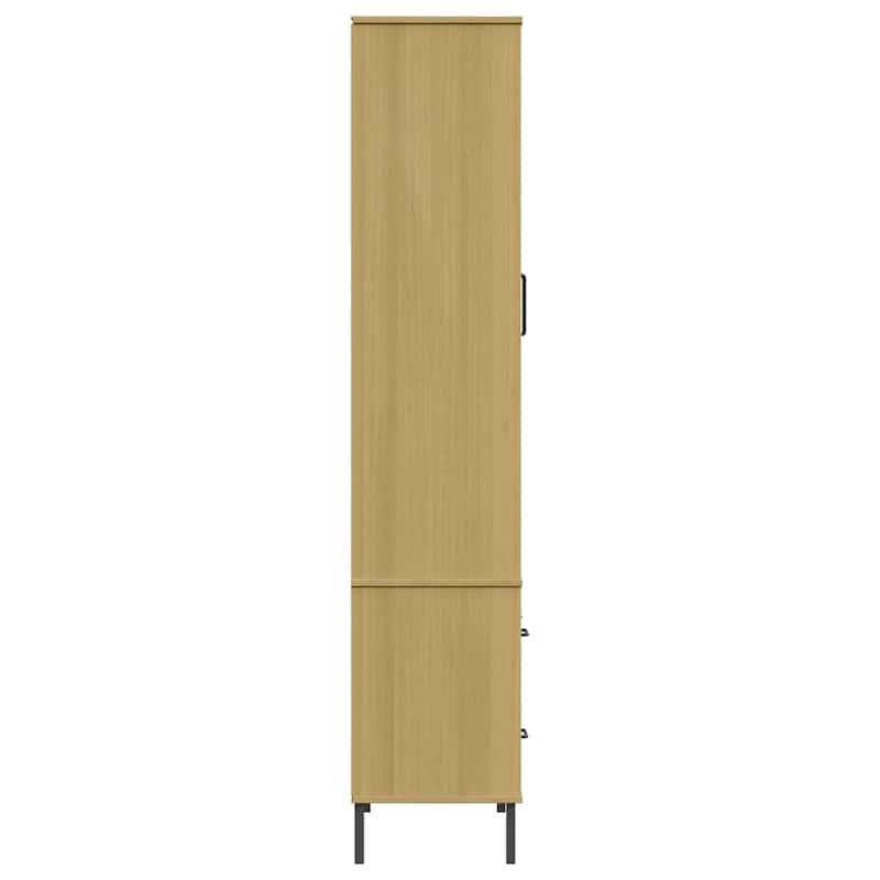 vidaXL Bookshelf Book Cabinet with Metal Legs Storage Cabinet OSLO Solid Wood - 33.5" x 13.8" x 67.9"