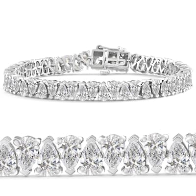 10Ct Pear Shape Diamond Tennis Bracelet Wide White Gold Lab Grown