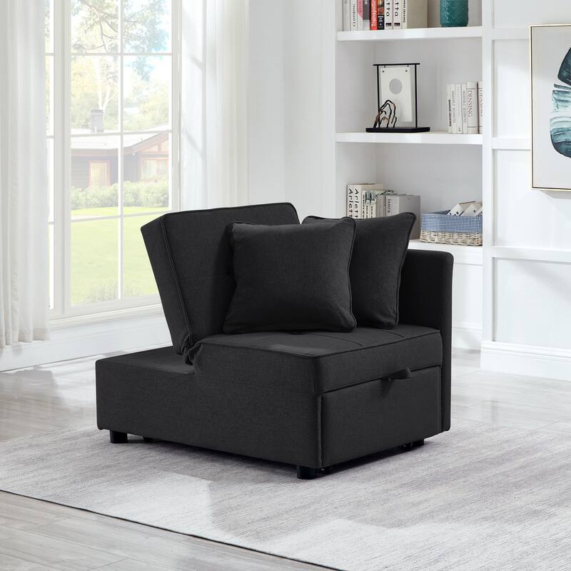 4-in-1 Sofa Bed - Convertible Recliner with Wood Frame