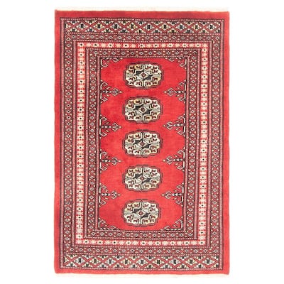 ECARPETGALLERY Hand-knotted Finest Peshawar Bokhara Red Wool Rug - 2'0 x 2'11
