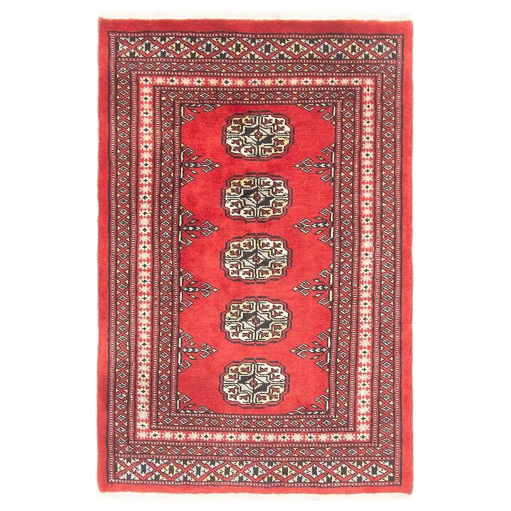 ECARPETGALLERY Hand-knotted Finest Peshawar Bokhara Red Wool Rug - 2'0 x 2'11