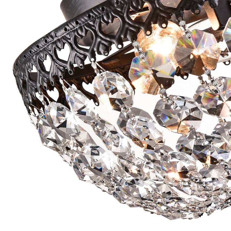 Antique Black Rita Crystal Flush Mount Chandelier