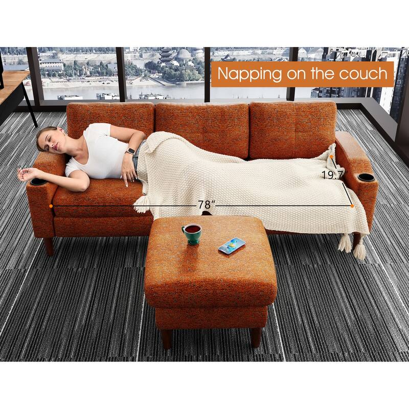 Convertible Combination Sofa Sofa L-Shaped Sofa With Footstools With Storage,3-Seater Combination Sofa