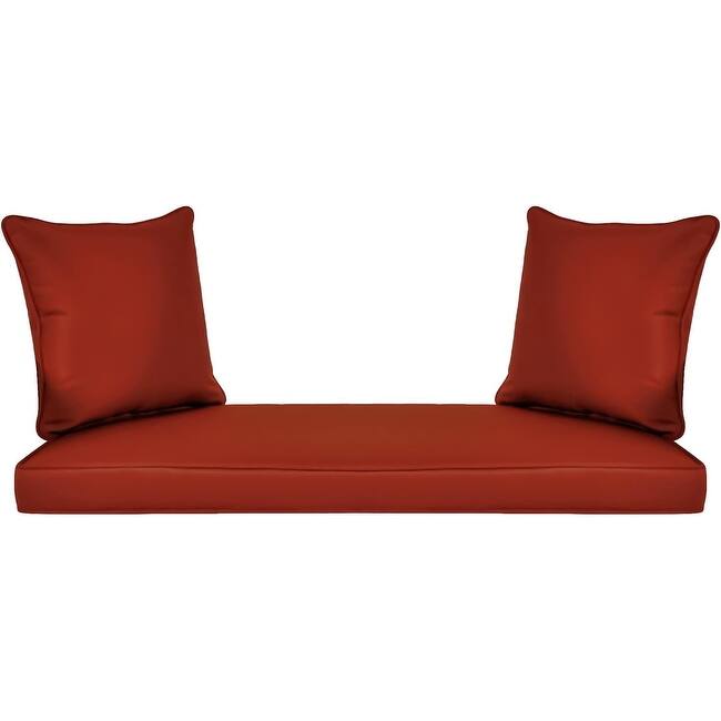 51 in. W Red Cushion in Aluminum Frame Outdoor Porch Swing with CushionGuard and Stand