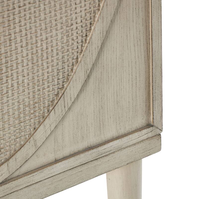 Wooden Geometric Oval Rattan Jewelry Cabinet with Mirrored Lift Top - Light Gray - Roche River Decor - 18"W x 20"L x 47"H