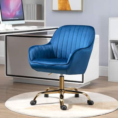Nordic Modern Velvet Swivel Chair with Golden Base & Wheels