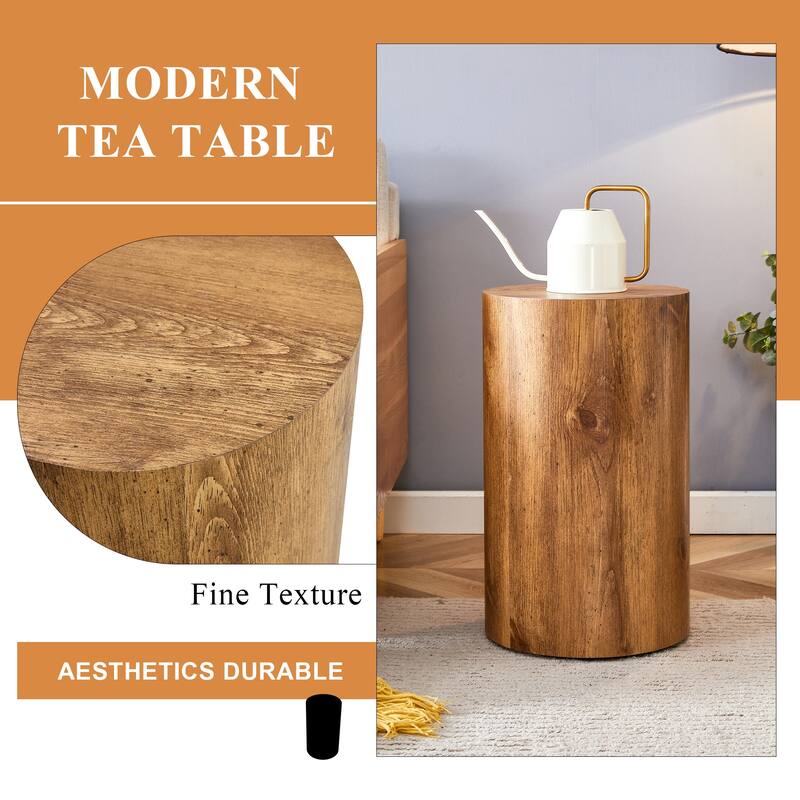 GDFStudio - Jackson Multi-Size Cylindrical Coffee Table Set with Wood-Grain Finish