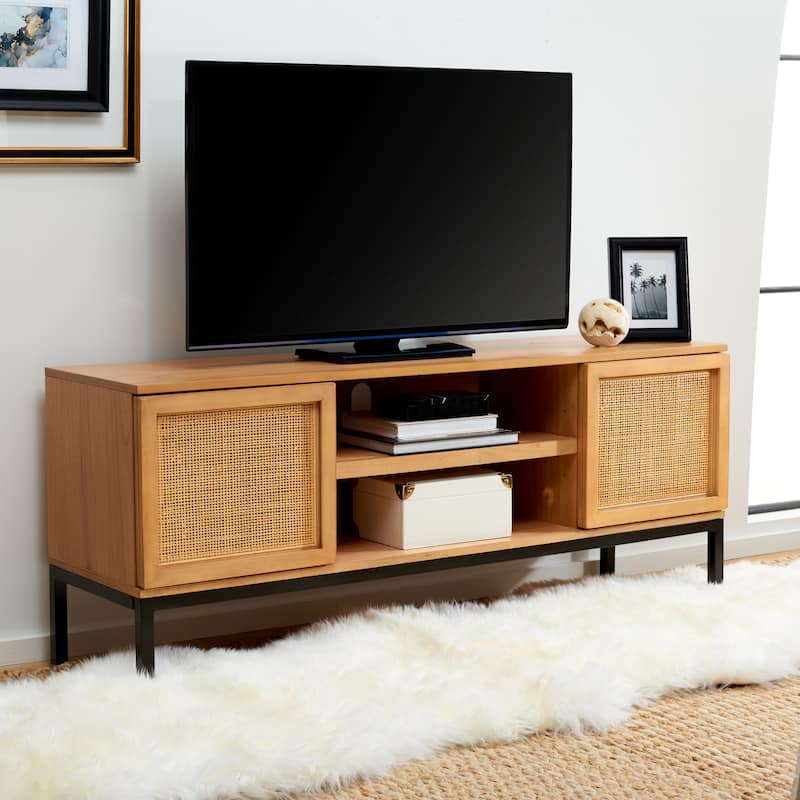 SAFAVIEH Zadie 1 Shelf Rattan Media Stand - 54" W x 15" D x 22" H