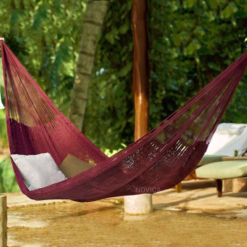 Novica Handmade Uxmal Mulberry Cotton Rope Hammock (Single)