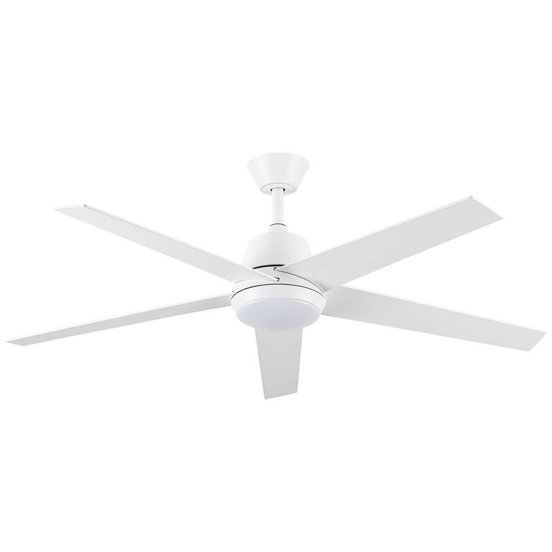52-inch Modern Plywood 5-blade White Ceiling Fan with Light and Remote
