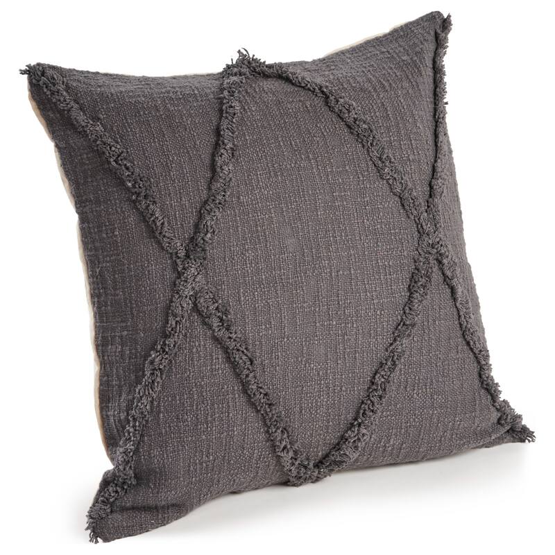 Hand-Tufted Diamond Square Throw Pillows - 20" - Gray - Set of 4