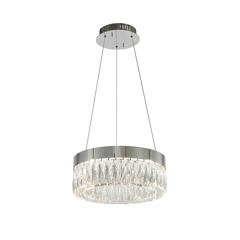 1-Light Chrome LED Chandelier With Clear Crystal Accents