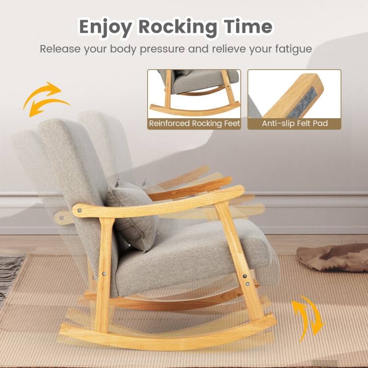 Soft Upholstered Rocking Chair for Living Room and Bedroom - 31" x 26" x 32.5"