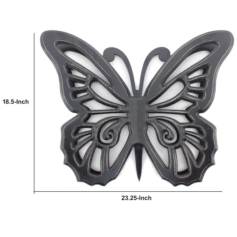 Set of 2 Wooden Butterfly Wall Plaque with Cutout Detail, Black