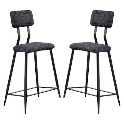 Metal And Fabric Bar Height Chair in Black And Gray