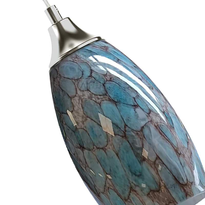 3 Pack 71.4 in. Stone Blue Art Glass Globe Pendant Light