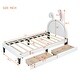 preview thumbnail 4 of 18, Twin Upholstered Leather Platform Bed with Rabbit Ornament Headboard & 2 Drawers Wooden Platform Bed for Kids Girls/Boys