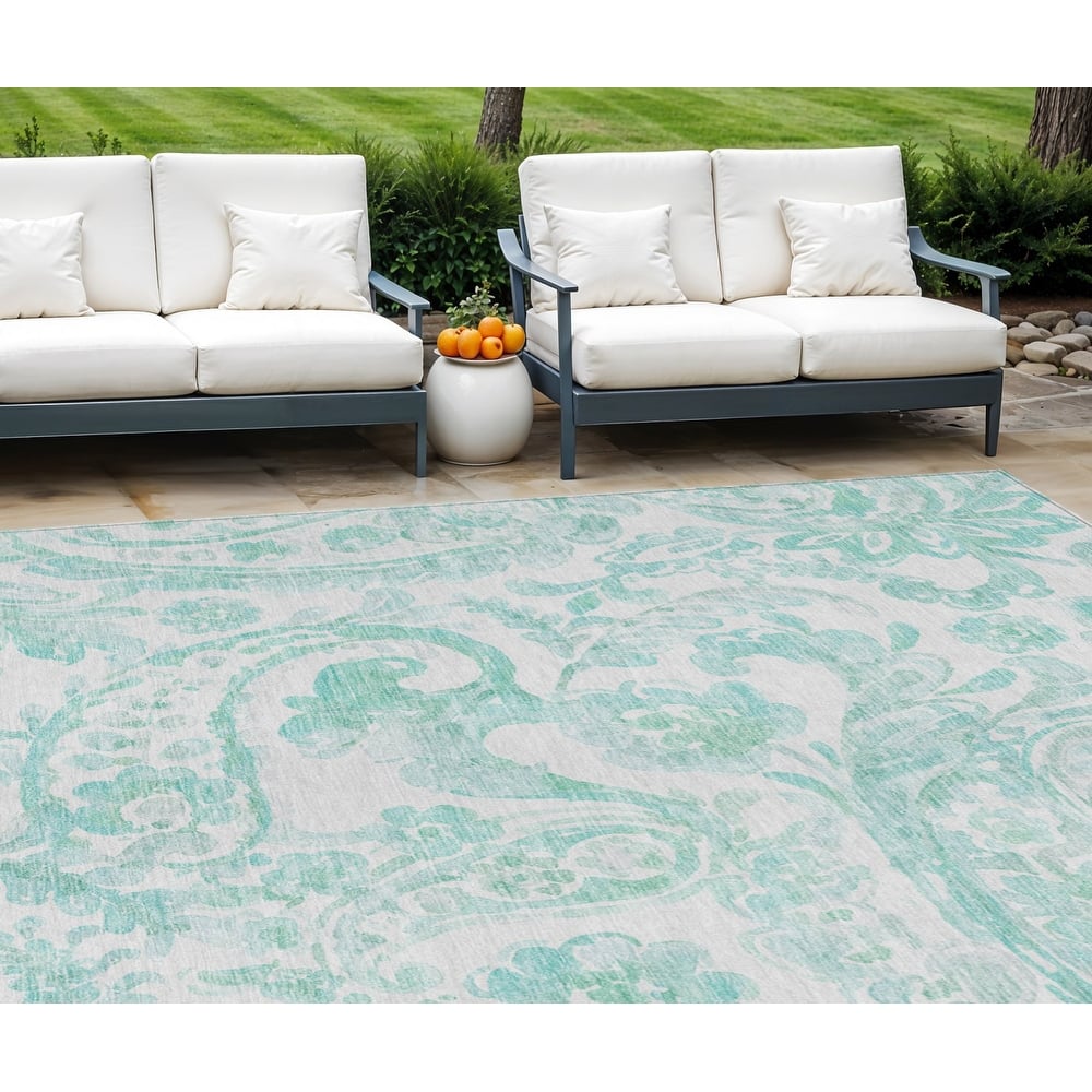 HomeRoots Paisley Transitional Rectangle Outdoor Rug