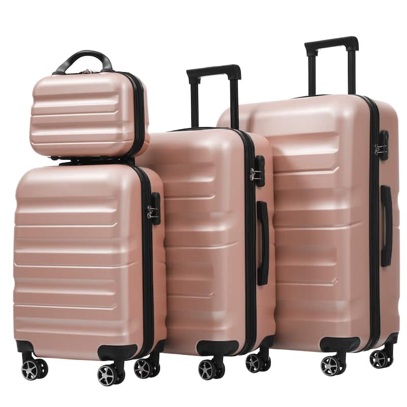 Hardshell ABS Luggage Set - Lightweight & Durable Suitcases with Dual Spinner Wheels, Carry-On & Check-In Sizes - Rose Gold