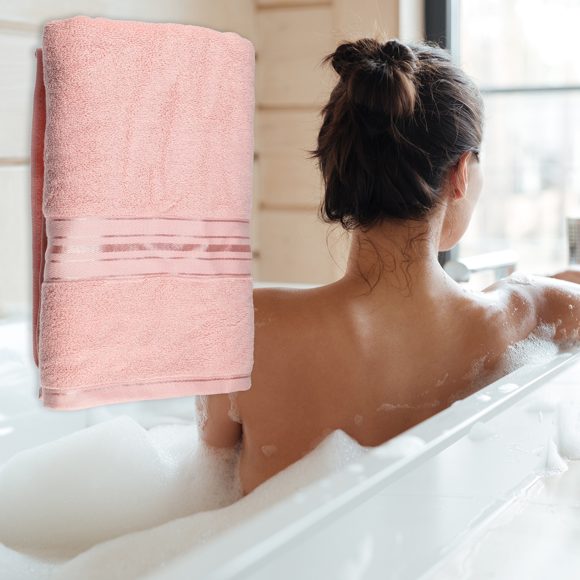 1Pcs Soft Absorbent, Cotton, Bath Towel, Classic Design for Bathroom Shower, 140x70cm 55.12