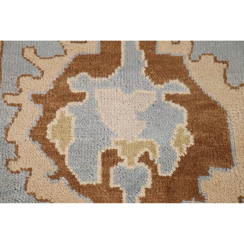 Blue Floral Oushak Oriental Area Rug Handmade Wool Carpet - 9'2"x 12'0"