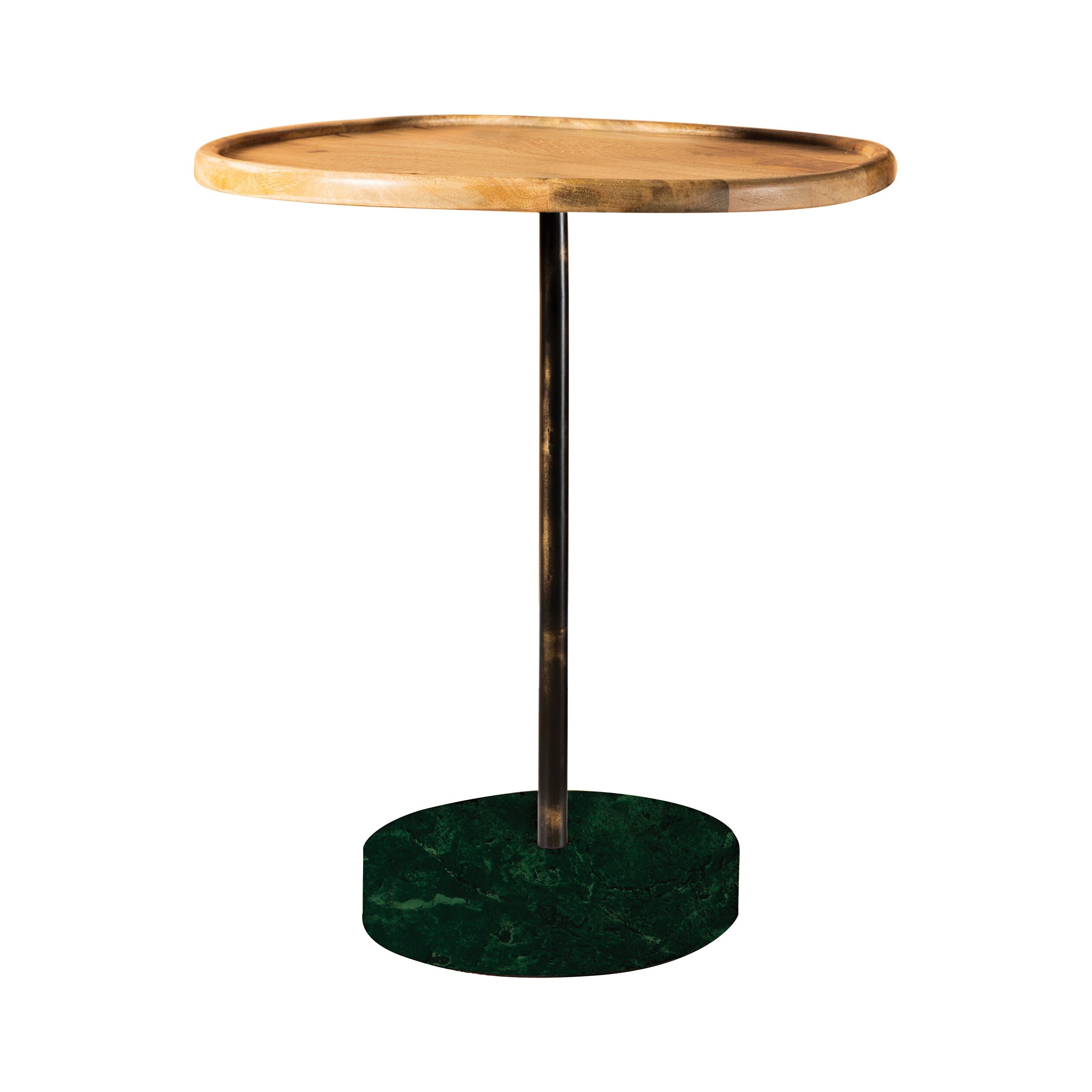 Natural and Green Round Marble Base Accent Table - Overstock - 32248350