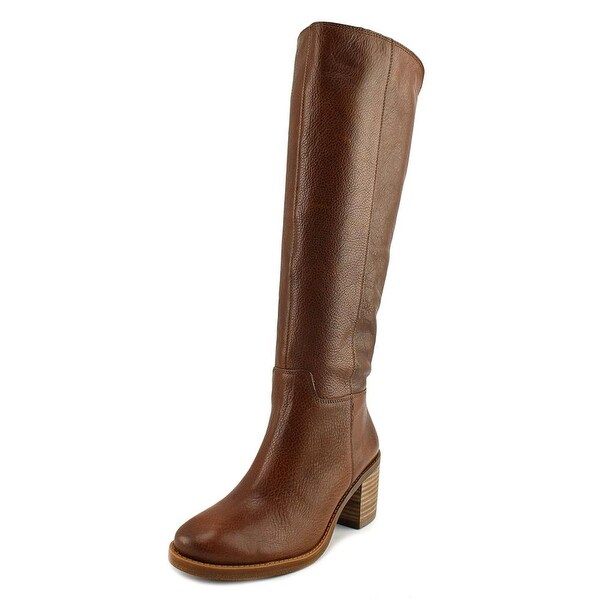 Lucky Brand Ritten Wide Calf Women Round Toe Leather Brown Knee High Boot