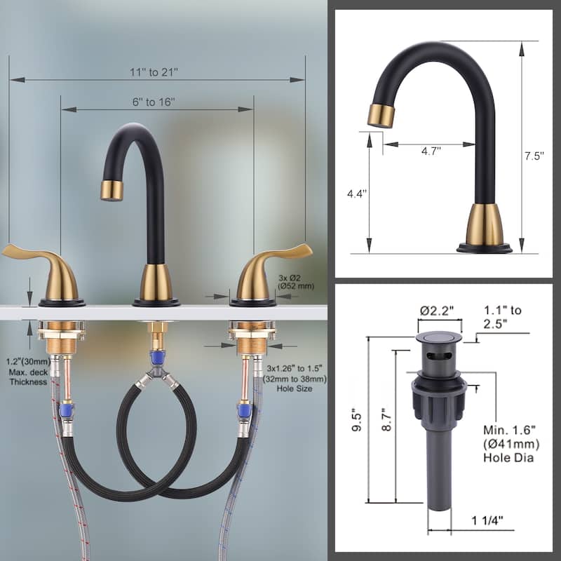 WOWOW 8 Inch Widespread Bathroom Faucet