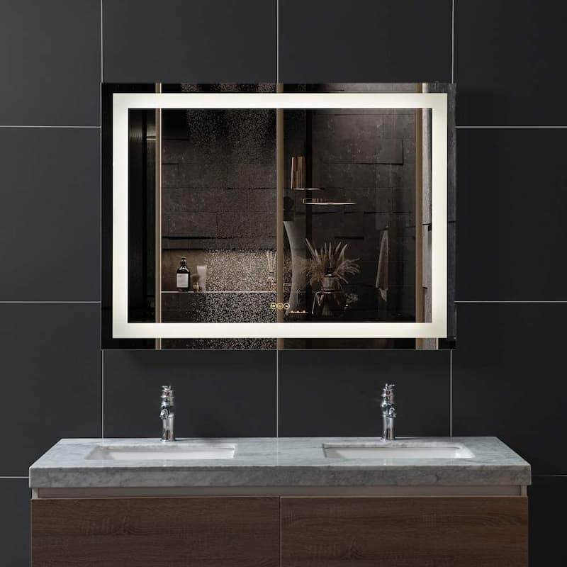 WINGBO LED Bathroom Mirror Wall Mounted, Anti Fog Vanity Lighted Mirror