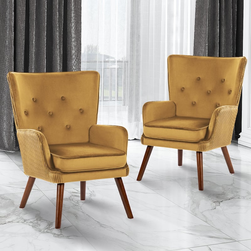 Velvet Upholstered Accent Chair Armchair for Living Room