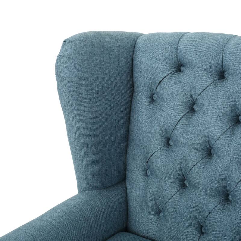 Modern 30" High Back Upholstered Button Tufted Accent Chair with Nailheads for Living Room