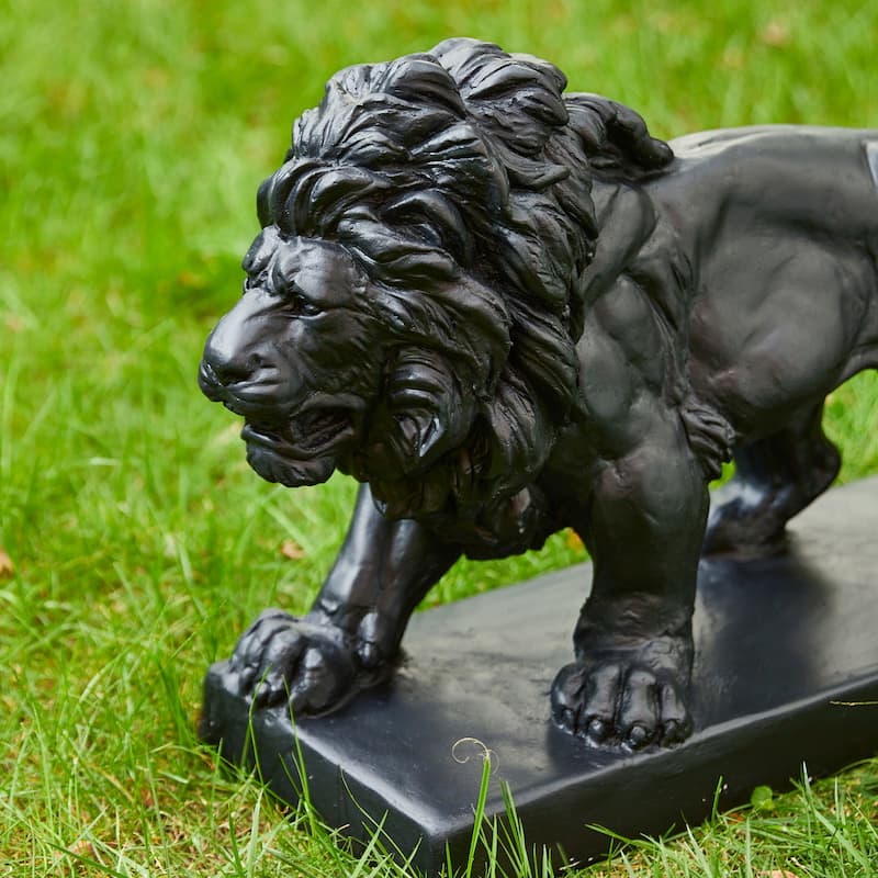 Glitzhome 24.5"L MGO Guardian Walking Lion Statue Indoor Outdoor Garden Sculpture Front Door Porch Decor