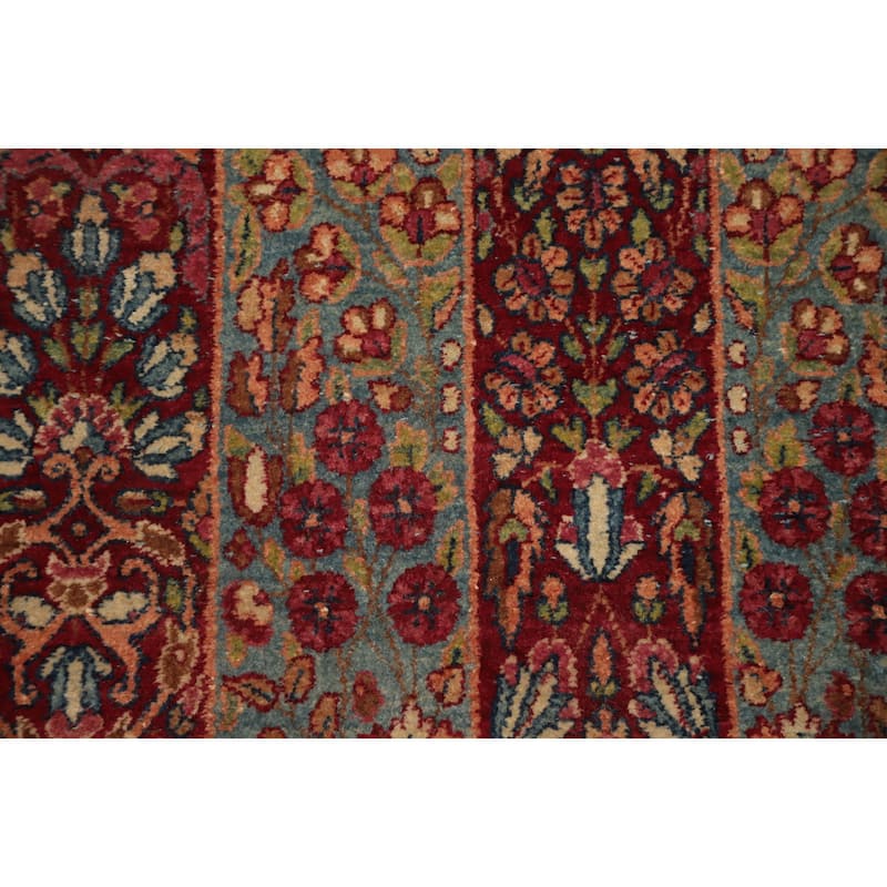 Hand Knotted Oriental 100% Wool Carpet Traditional Floral Navy Blue & Blues Kerman Area Rug - 6' 0'' X 4' 8''