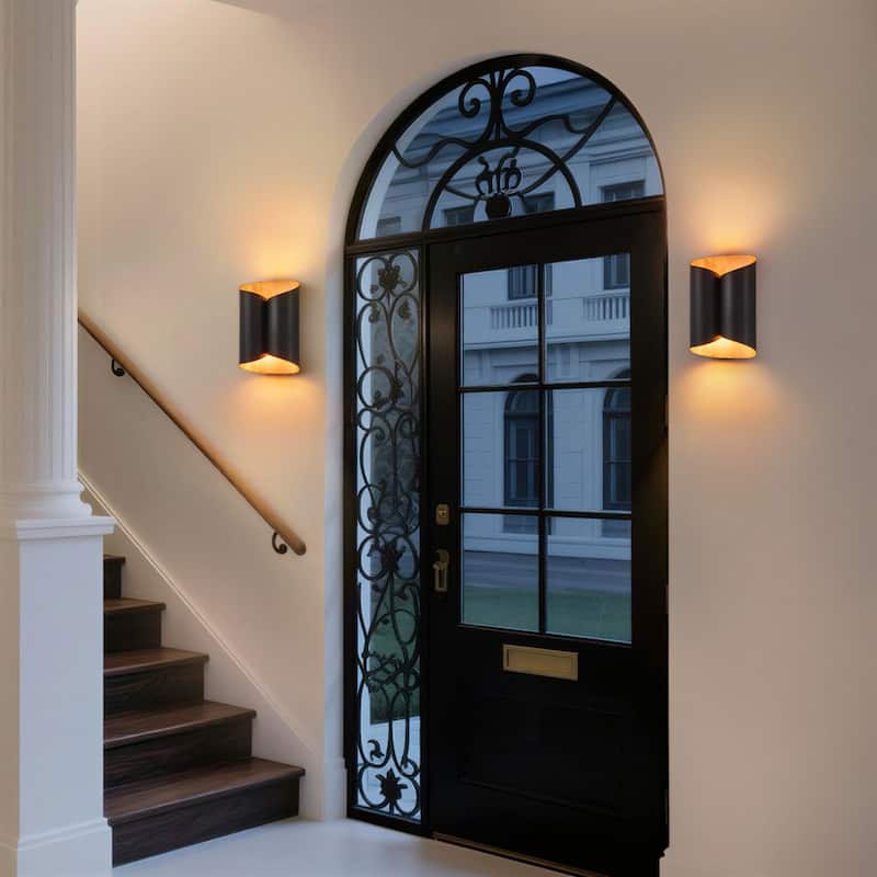 2-Light Matte Black Wall Sconce