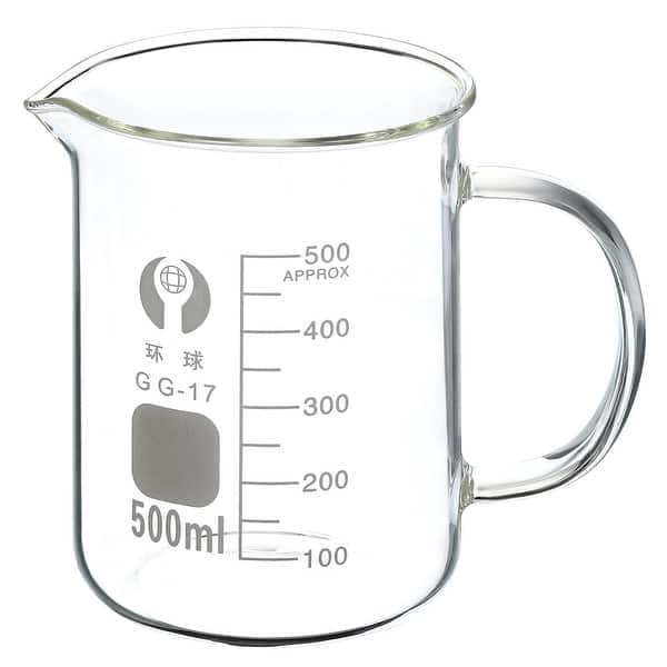 500ml Glass Beaker with Handle, 3.3 Borosilicate Graduated Lab