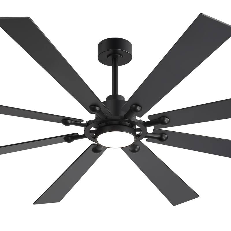 Large 72" Reversible 8-Blade Integrated Ceiling Fan with LED Light and Remote