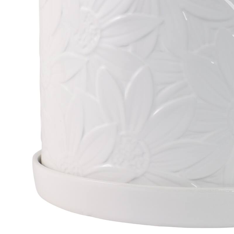 Decorative Ceramic Daisy Flower Planters - Set of 2