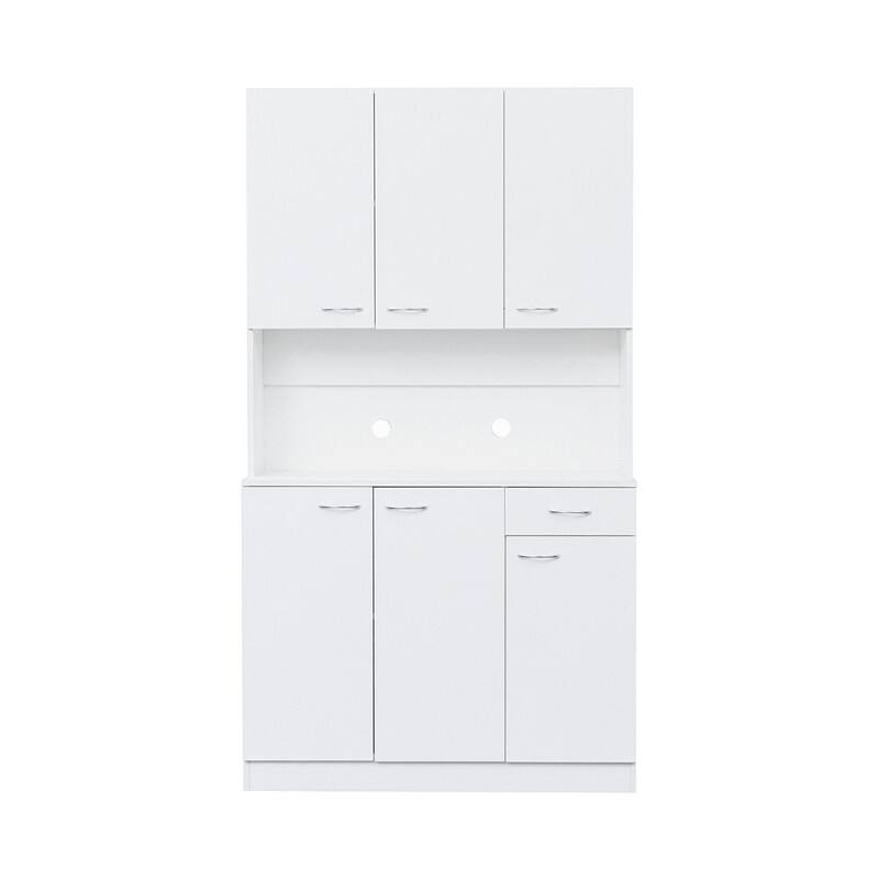 70.87" Tall Wardrobe& Kitchen/ Entryway Cabinet, with 6-Doors, 1-Open Shelves and 1-Drawer for Bedroom, Entryway and Dining Room