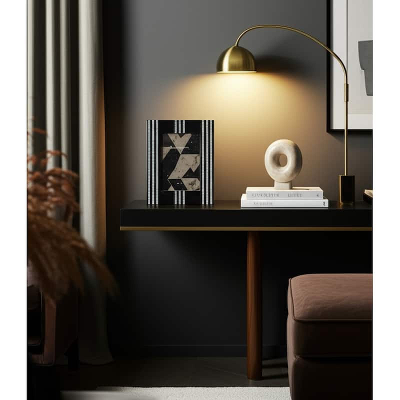 Resin Wood Picture Frame Striped Accents Modern Decor - 5x7" Black