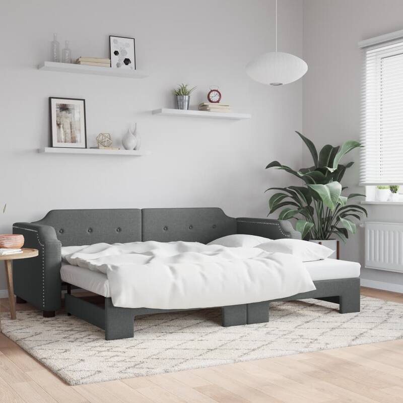 vidaXL Day Bed Upholstered Sleeper Sofa Bed for Bedroom Living Room Fabric - Dark gray Trundle