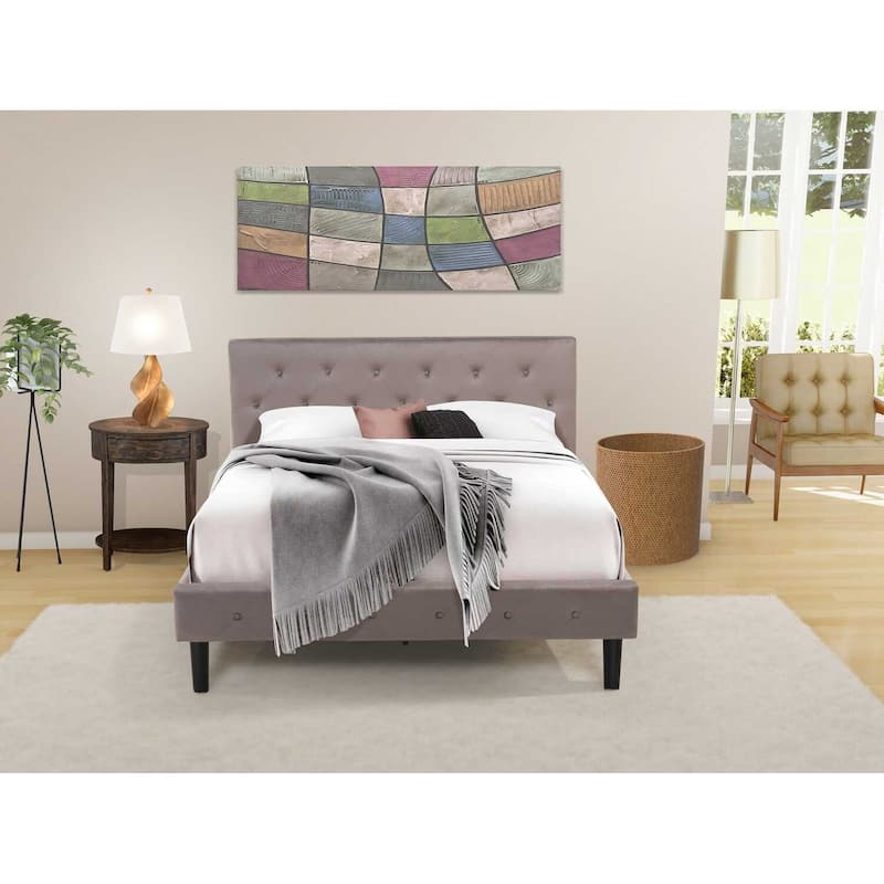 2 Piece Bedroom Set - Velvet Tufted Bed Frame & Nightstand - Elegant Gothic Design