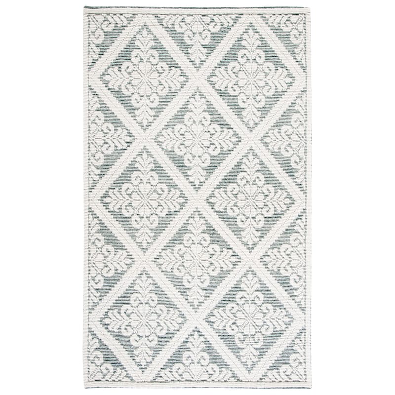SAFAVIEH Handmade Vermont Davina Wool Rug - 6' Square - Ivory/Green