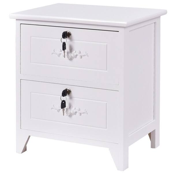 Shop Solid Wood Elegant Storage Nightstand W 2 Locking Drawers