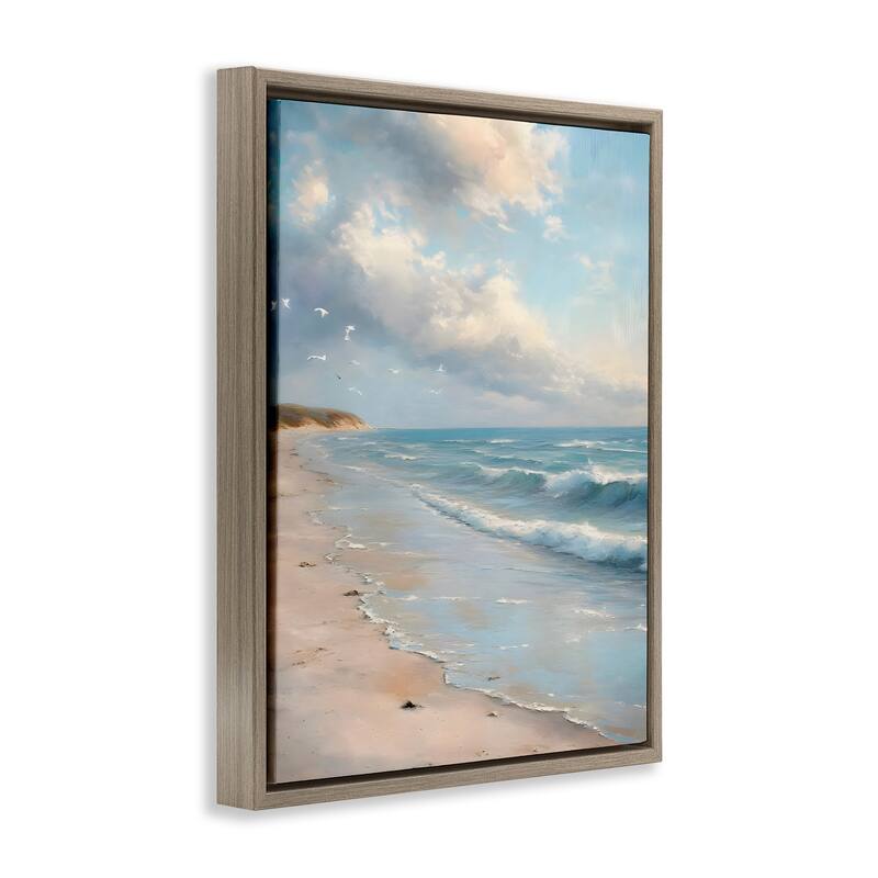 Stupell Where Seagulls Fly Beach View Framed Floater Canvas Wall Art Design By Franklyn Gregory